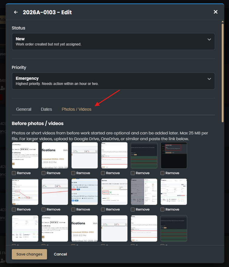 Open the Photos / Videos tab in Edit.